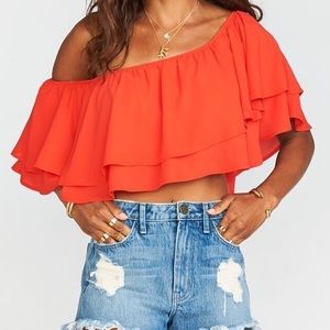 SHOW ME YOUR MUMU orange ruffle tube top